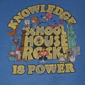 SCHOOL HOUSE ROCK KNOWLEDGE IS POWER - 2XL BLUE T-SHIRT L467 (SPOT C PICS)